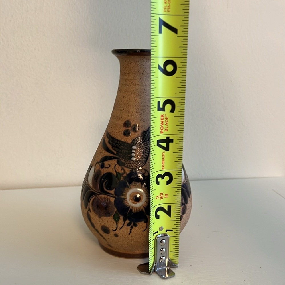 Vintage Mexican Tonala Folk Art Pottery Vase Decor - Picture 7 of 10
